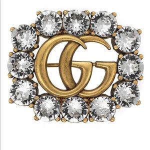 Gucci Double G Brooch with Crystals
